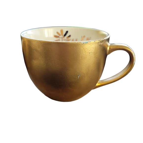 Lily Pulitzer Ceramic Mugs Set of 2 Gold Painted 12 oz - Picture 4 of 16